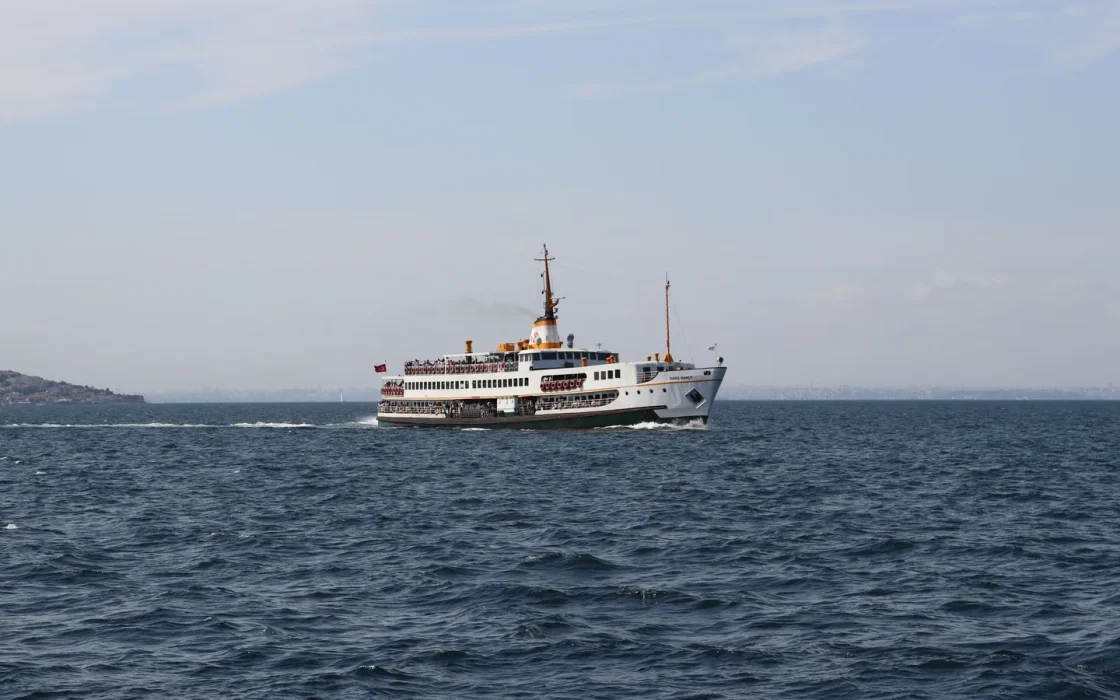 Navire de croisière naviguant au large
