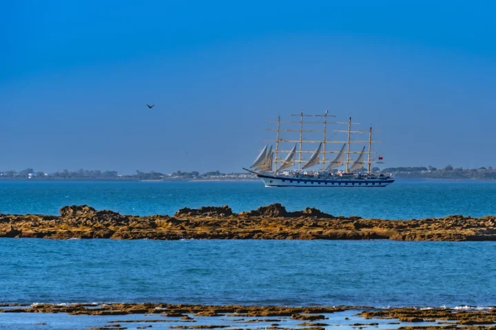 Bateau de croisière naviguant en mer